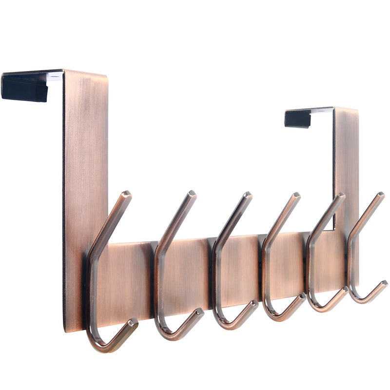 WEBI Over The Door Hooks for Hanging,Door Hanger,Over The Door Towel Rack,Over Door Coat Rack for Hanging Clothes,Towels,Antique Copper,2 Packs - Image 1